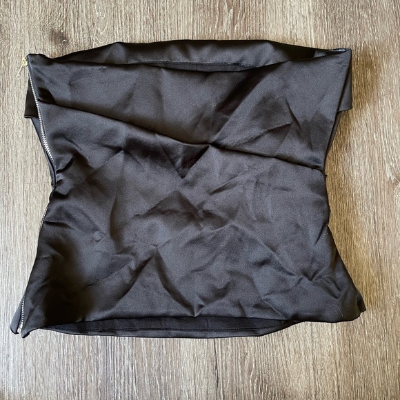 Zara Black Strapless Satin Top - Picture 3 of 5